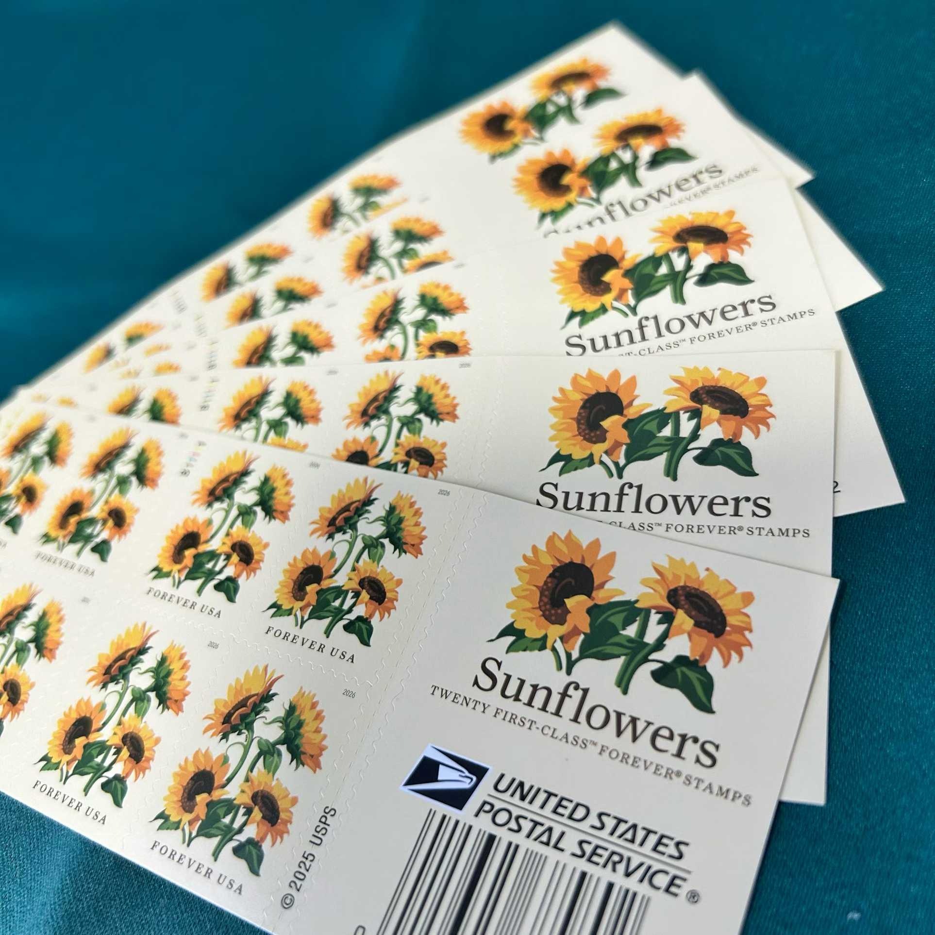 2026 Forever Stamps Sunflowers Stamps, Book of 20