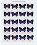 Sheet of 20 2021 "Colorado Hairstreak" USA stamps featuring identical purple and black butterflies with orange spots, labeled "NON-MACHINABLE SURCHARGE" below each stamp.