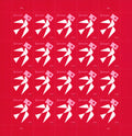 Sheet of 20 US Love series Forever stamps on red background featuring white and pink origami crane designs, arranged in a 4x5 grid with "forever" and "USA" text on each stamp.