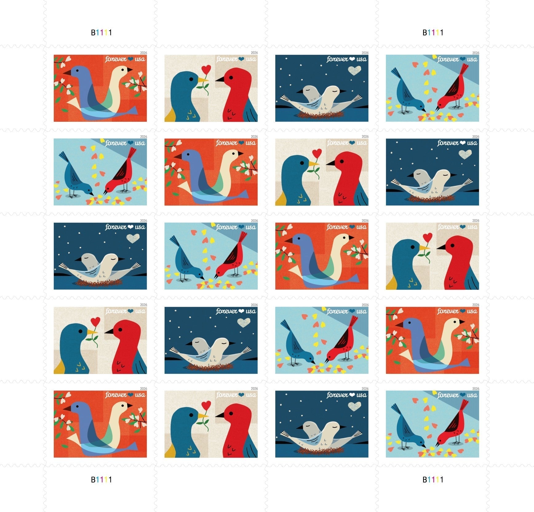 2026 Love Forever Stamps First Class Postage Stamps USPS