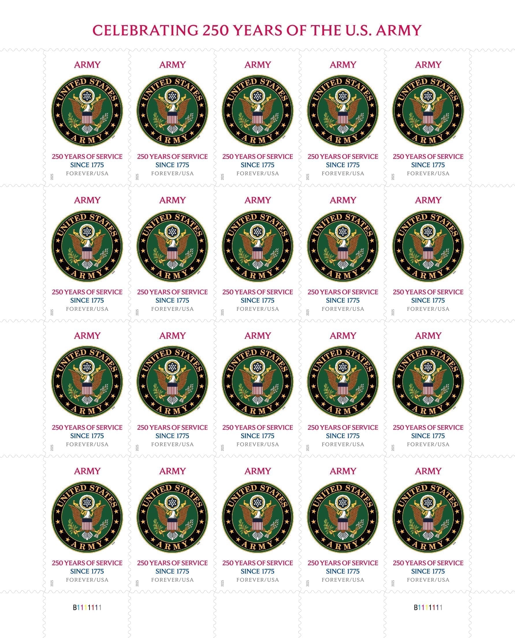 U.S. Army 250th First-Class Mail Forever Postage Stamps