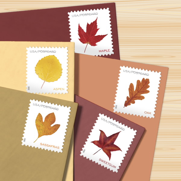 USPS Forever Stamps Vibrant Leaves Postcard Stamps, Sheet of 20